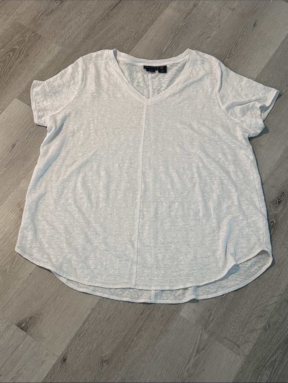 White Linen V-Neck Women's Tee